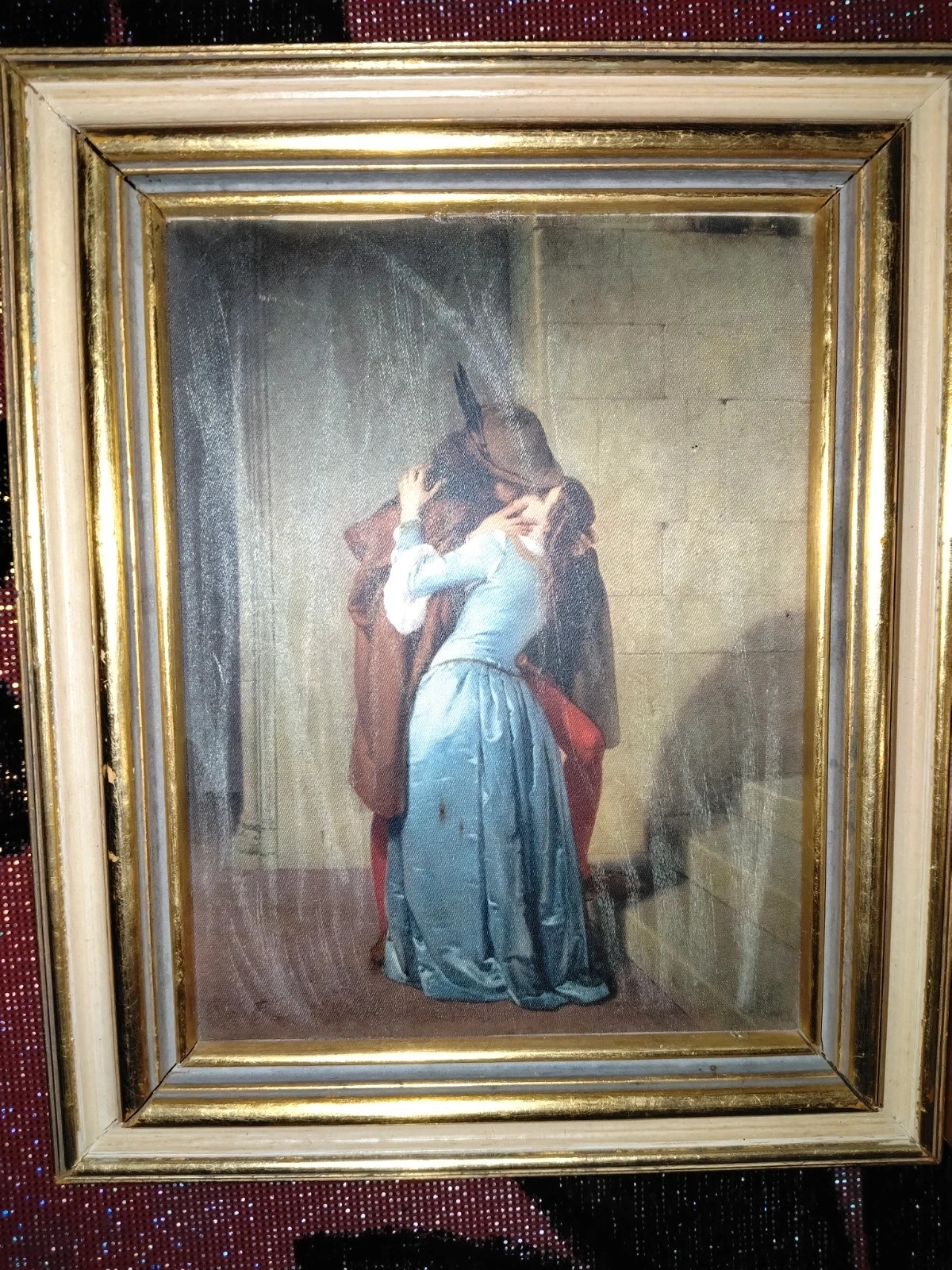 Lot 2 Tableaux Cadres Dorés Vintage Romantique Le Baiser Hayez Rococo – Art 2