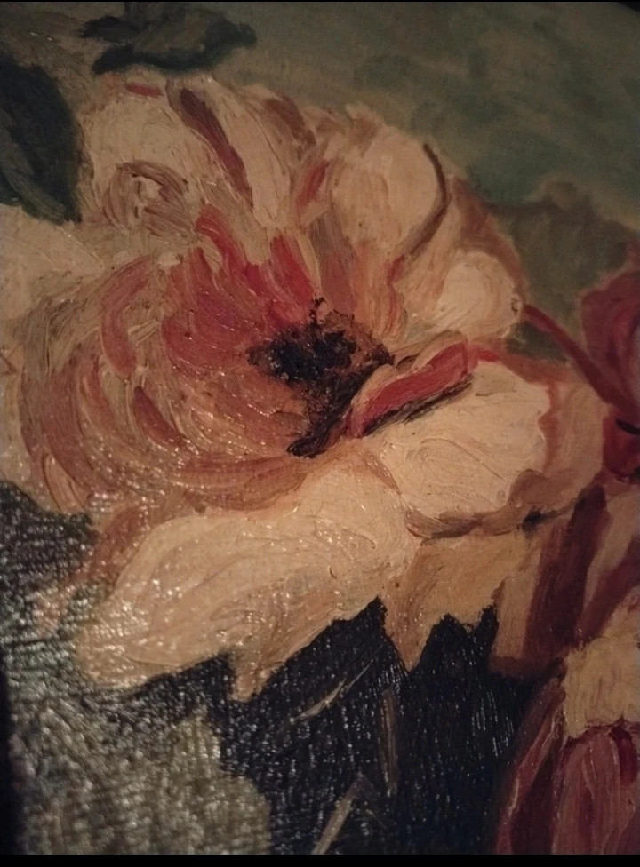Tableau Ancien Huile Sur Toile Nature Morte Roses Cadre Doré (Signé A. Brun / Brunin) – Art 3