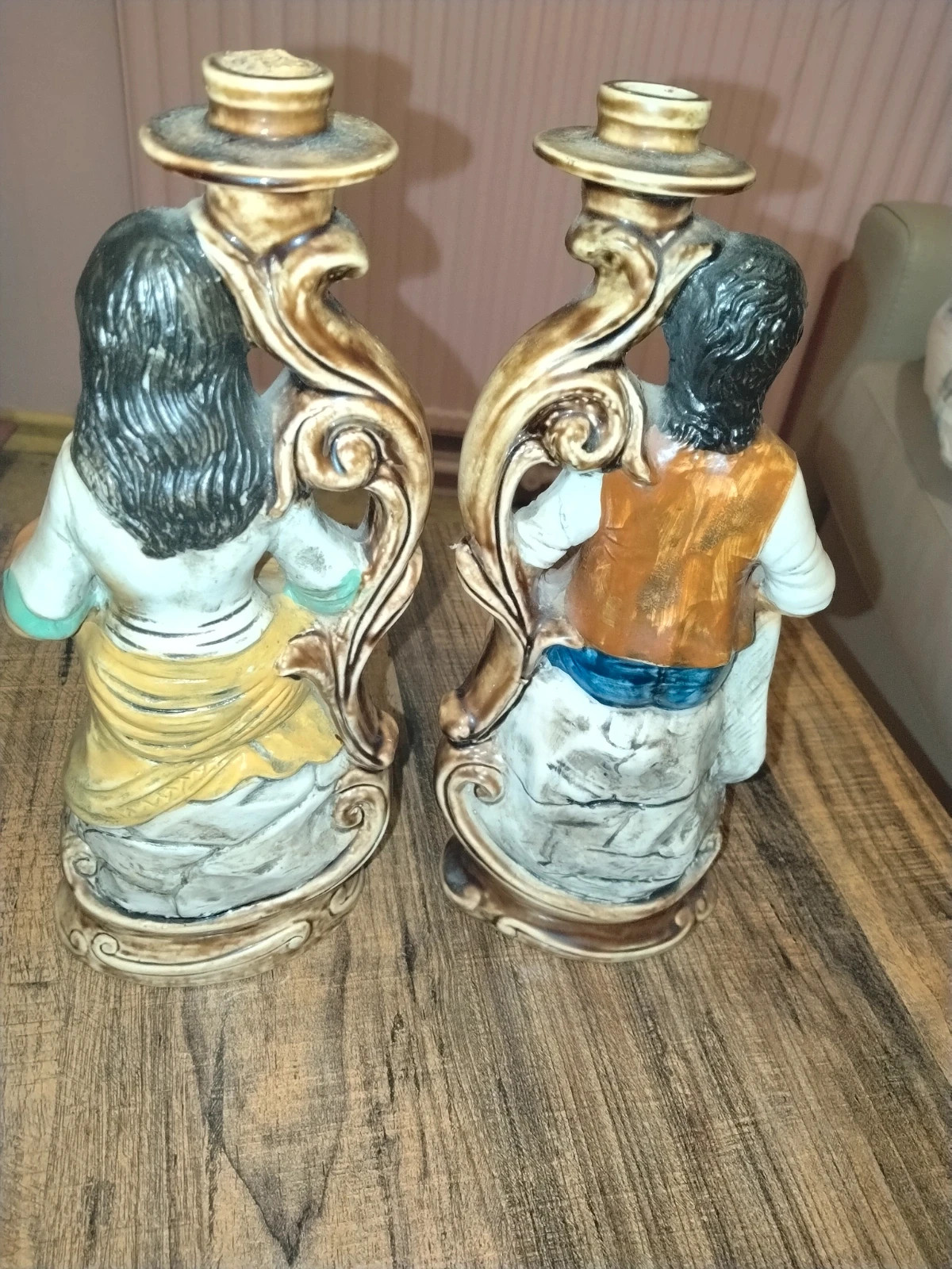 Rare Paire Bouteilles Bougeoirs Barbotine Italie Vintage 70s Borghini – Vintage 5