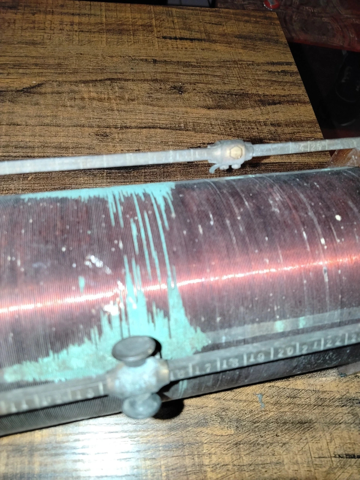 Ancien Rhéostat de Laboratoire en Bois et Cuivre / Objet Scientifique Antique Vintage 2