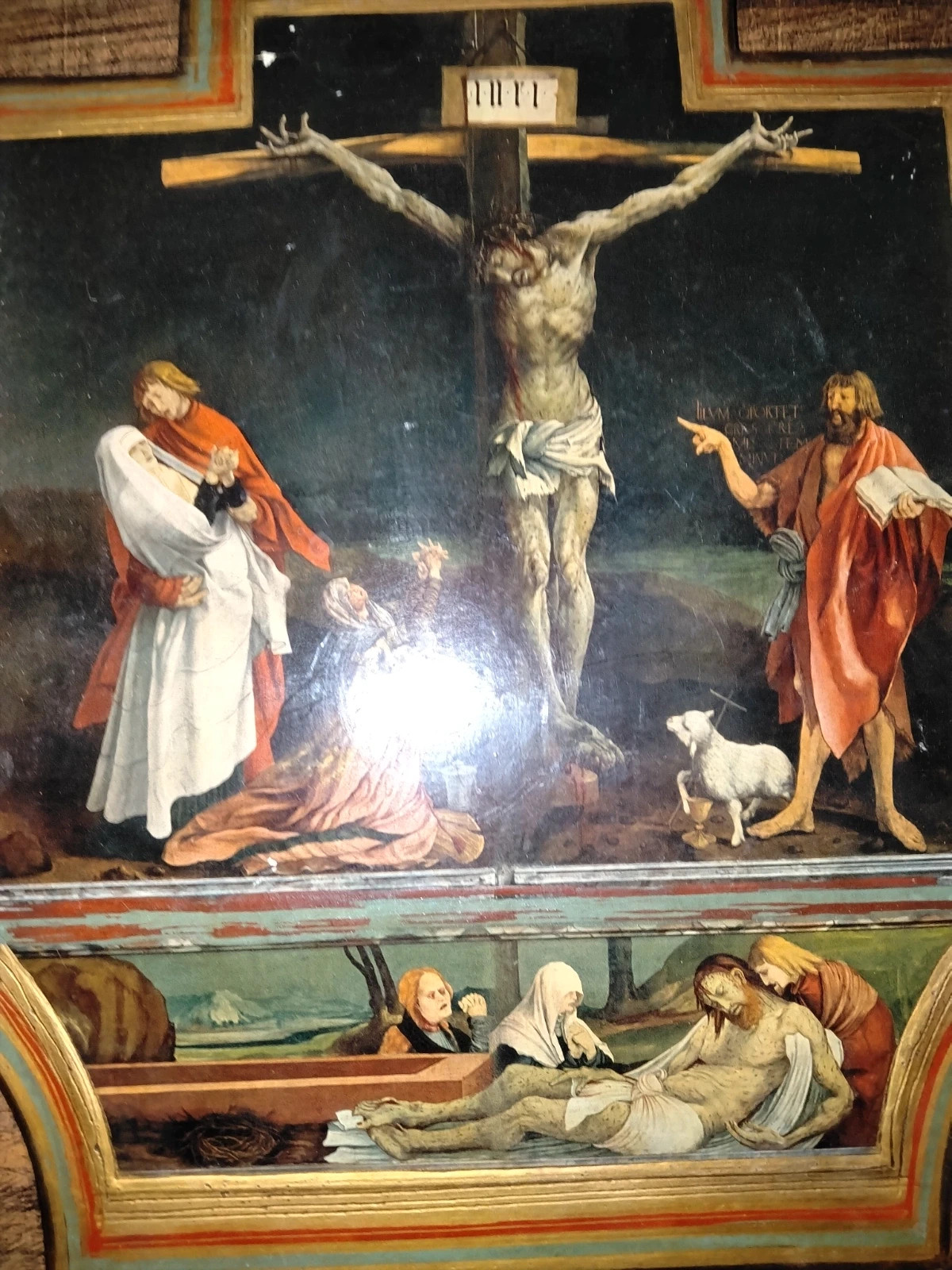 Lot Vintage 1954 : Retable d'Issenheim (Colmar), Flûte en bois sculpté & Rose en étain d'art – Fait Main 3