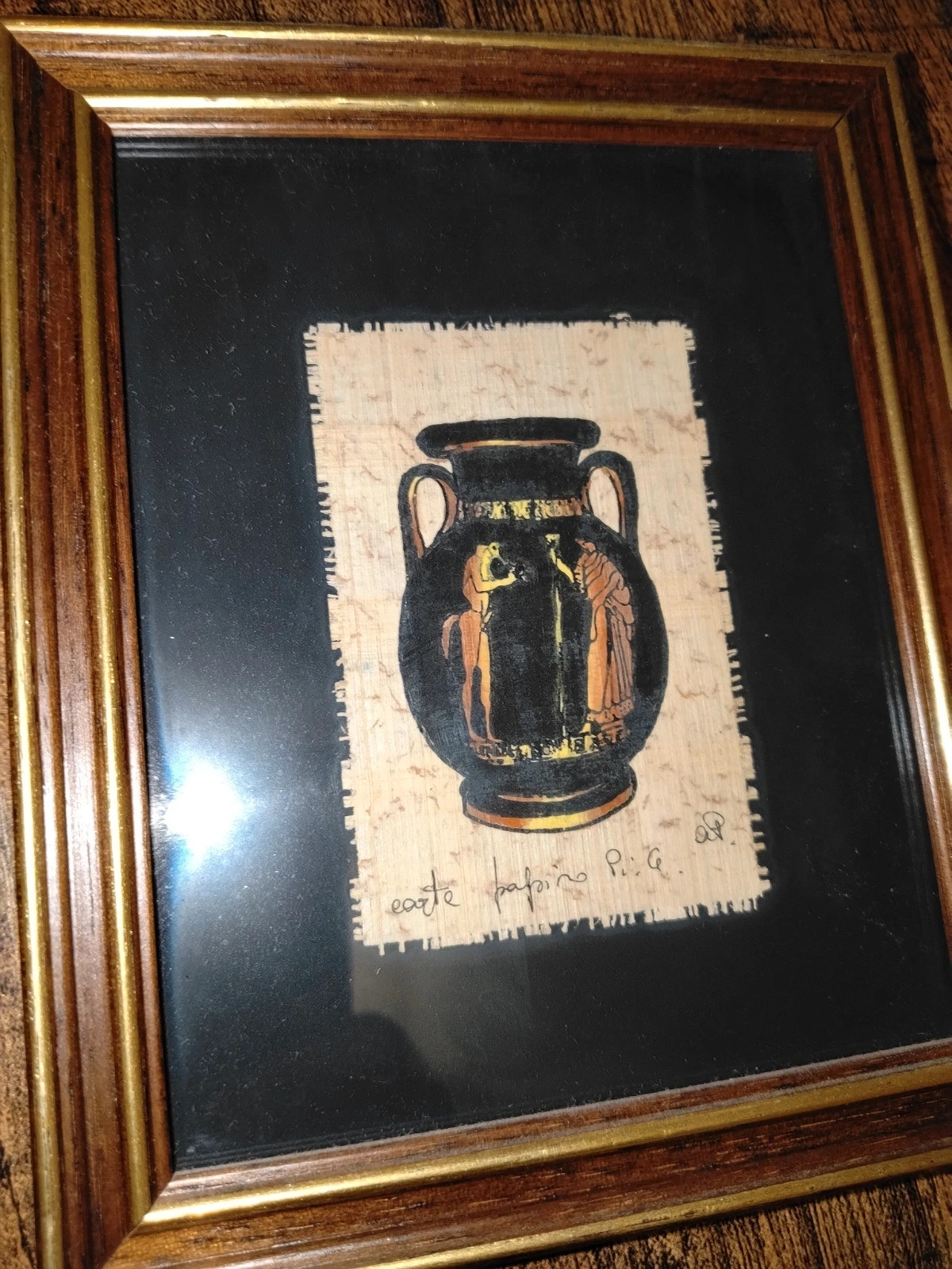 Tableau peinture sur papyrus italien – Artisanat de Syracuse (Sicile) – Vintage Love 2
