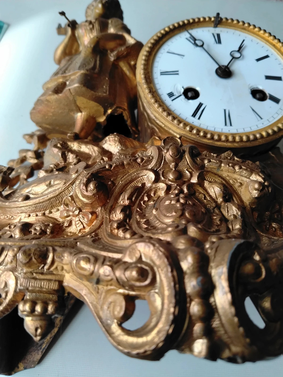 Pendule de cheminée vintage antique style Louis XV – Vintage 4