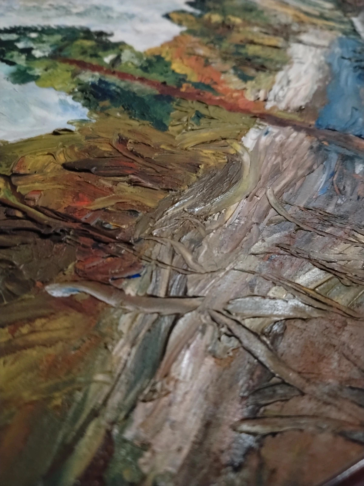 Tableau ancien OVALE unique - Véritable peinture à l'huile Paysage & Cadre doré – Fabrication Artisanale 2