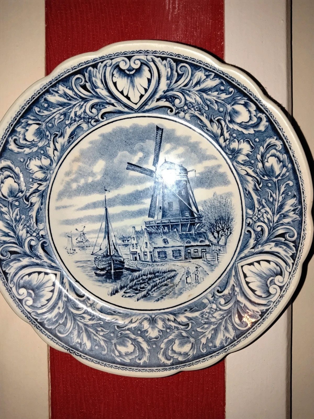 Duo Assiettes Murales Vintage Bleu et Blanc – Delft Boch & Staffordshire – Fait Main 2