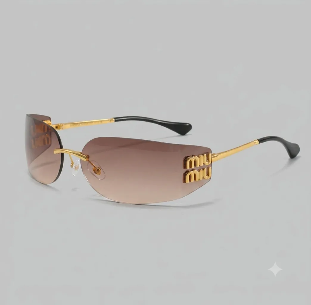 Lunettes de soleil doré vintage à verres dégradés miu