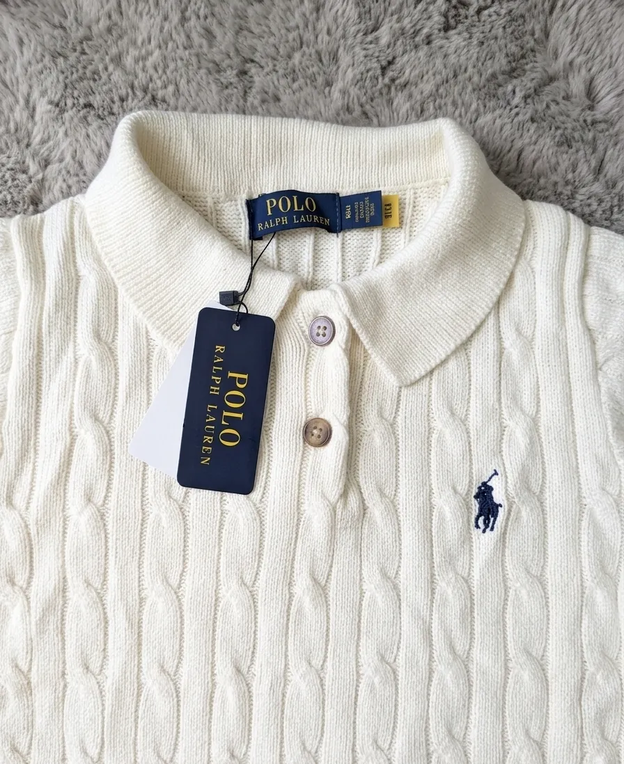 Polo Ralph Lauren torsadé pull blanc taille S neuf 3