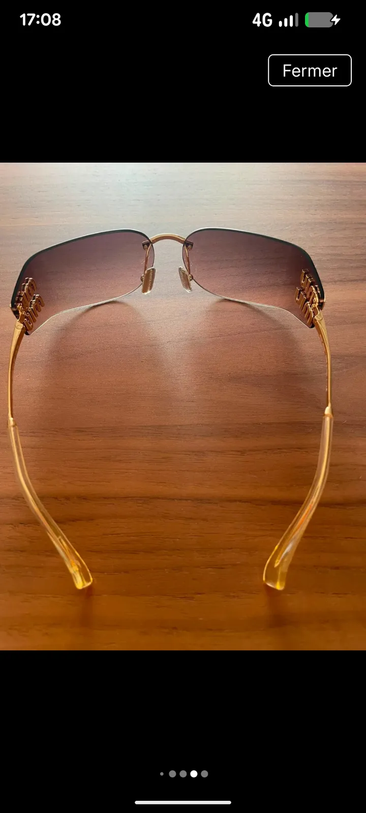 Lunettes de soleil doré vintage à verres dégradés miu 3