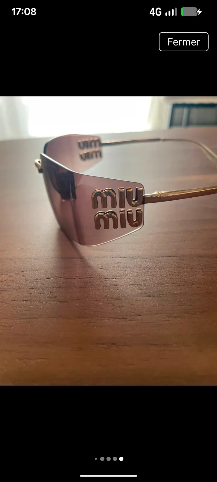 Lunettes de soleil doré vintage à verres dégradés miu 2