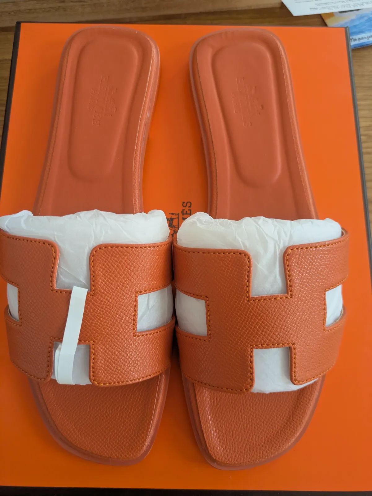Mules Hermès orange à bride H – Hermès – orange – taille EU 38 3