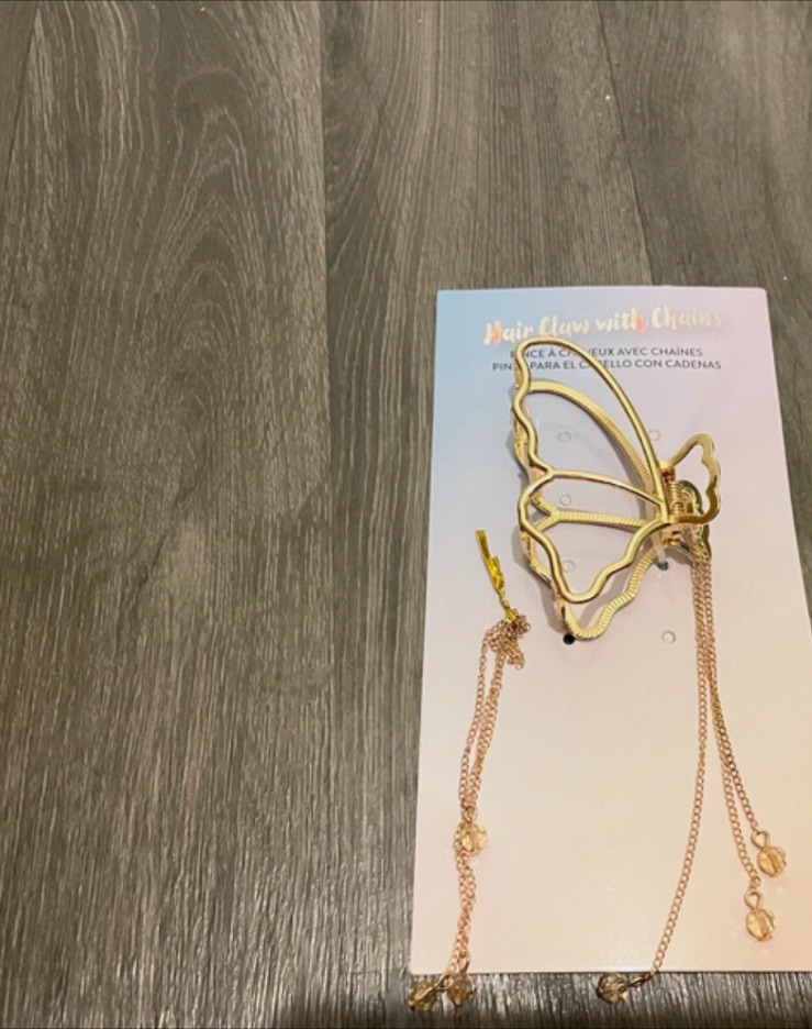 Pince à cheveux papillon dorée avec bijou – neuve avec étiquette – Autre – taille Taille unique 3