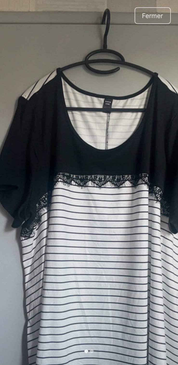T-shirt rayé noir et blanc SHEIN taille 3XL – Shein – taille XXL 2