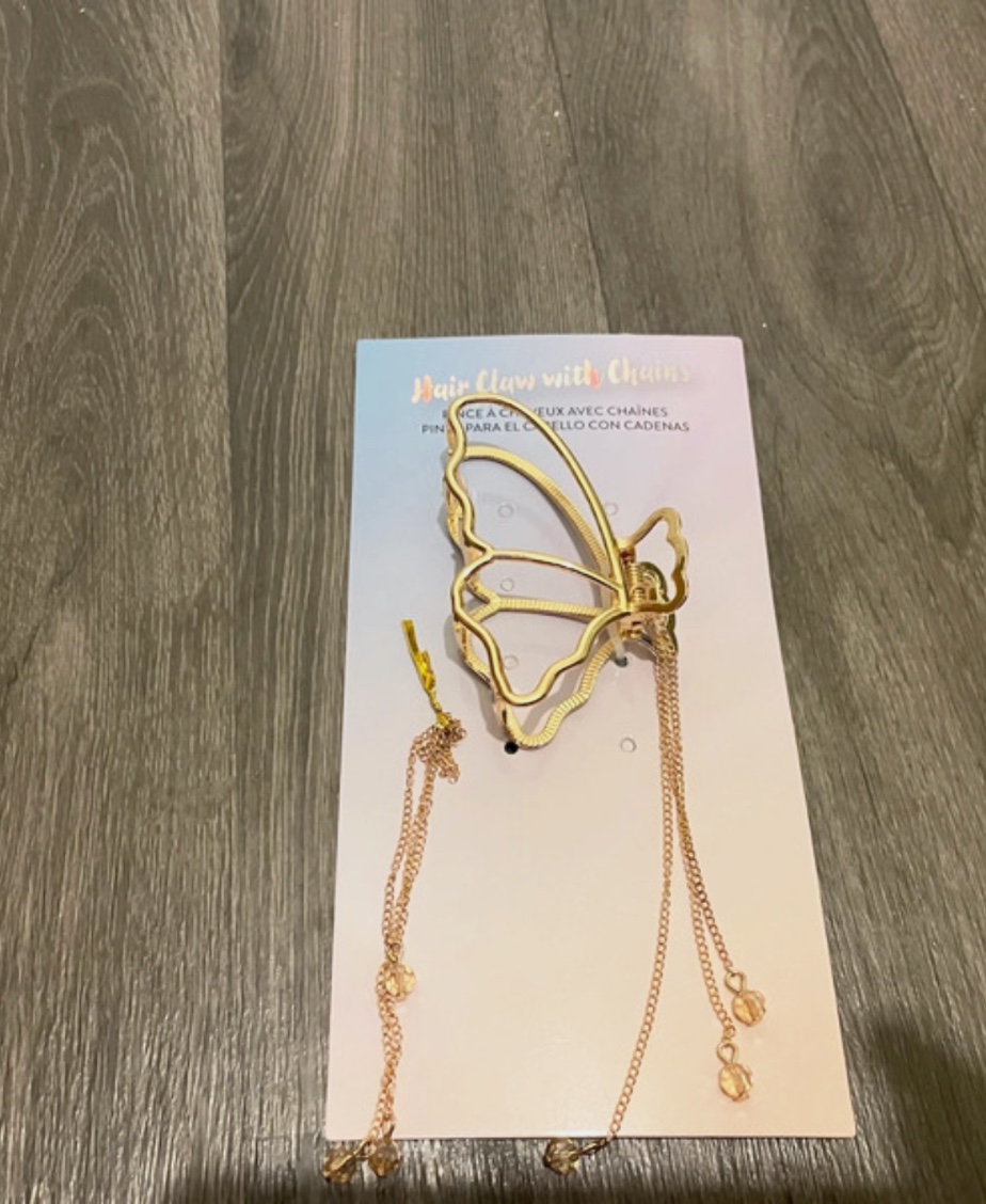 Pince à cheveux papillon dorée avec bijou – neuve avec étiquette – Autre – taille Taille unique