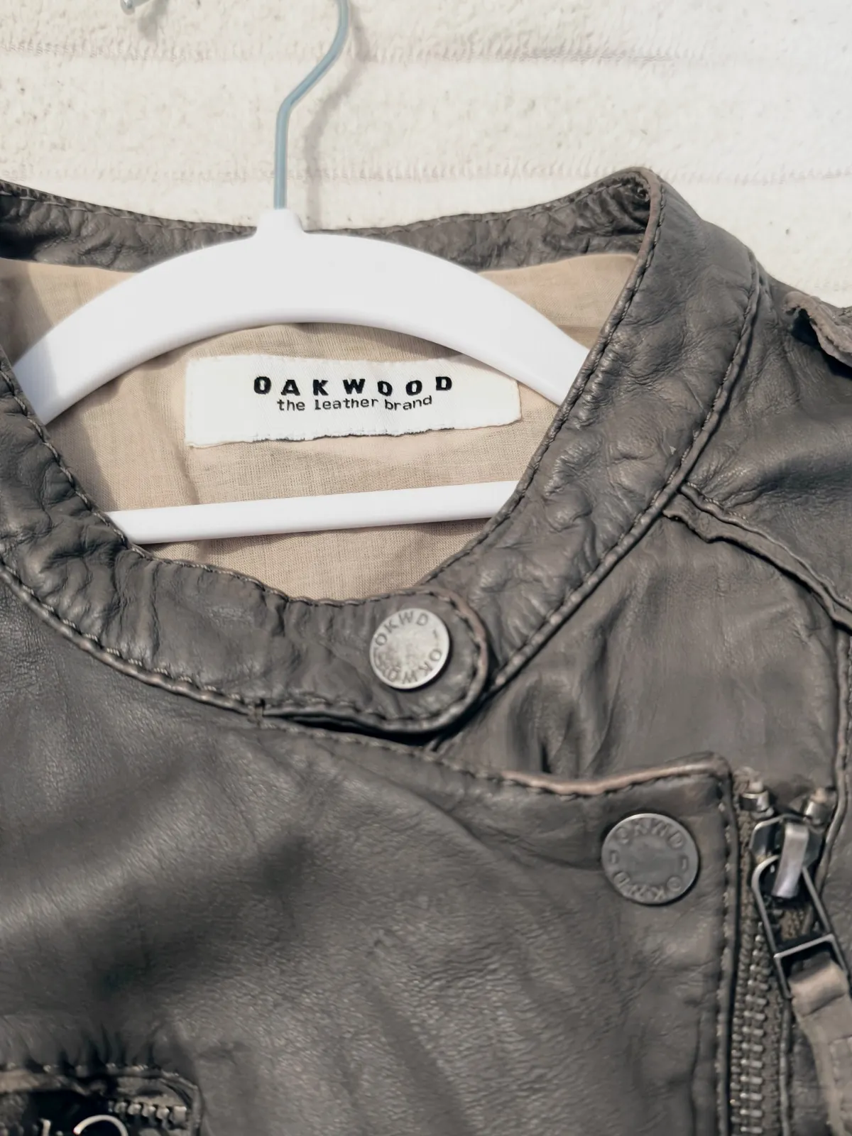 Perfecto en cuir taupe Oakwood T M ou 38 – Oakwood – taille M 4