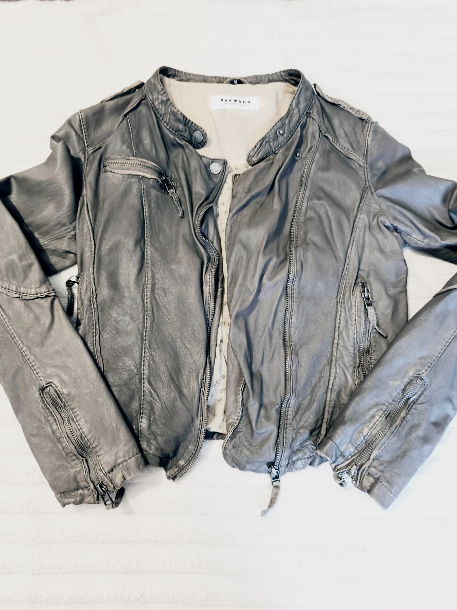 Perfecto en cuir taupe Oakwood T M ou 38