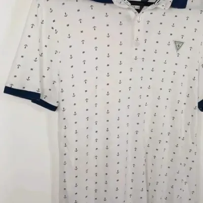 Polo Guess Slim Fit Blanc à Motifs Ancres Neuf – Taille M/L – Guess – taille M 7