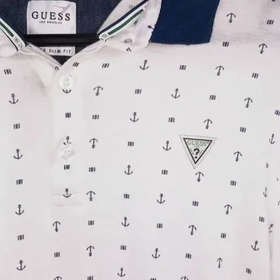 Polo Guess Slim Fit Blanc à Motifs Ancres Neuf – Taille M/L – Guess – taille M 4
