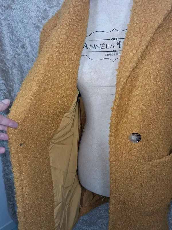 Manteau edc jaune moutarde bouclette taille XS à poches – edc – taille XS 4