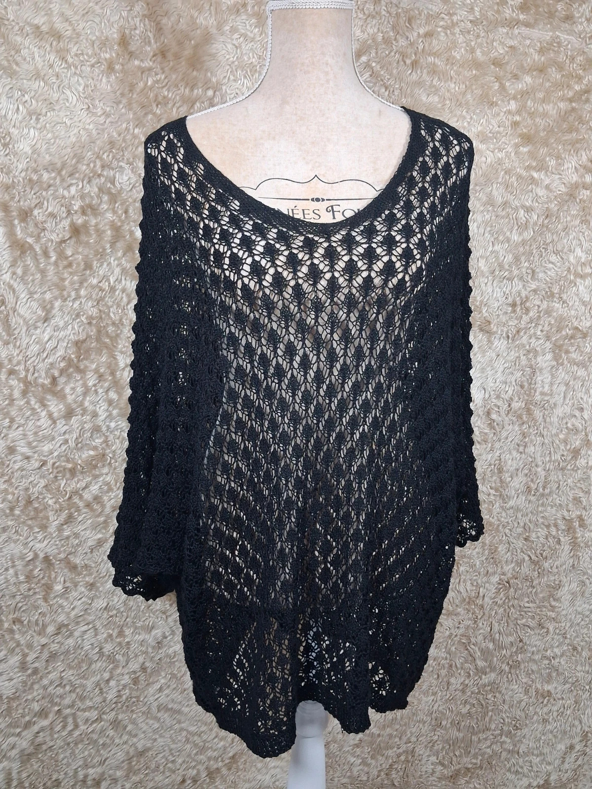 Pull tunique noir ajouré oversize très loose jusqu’au 56 – taille 7XL / 54 / 26 2