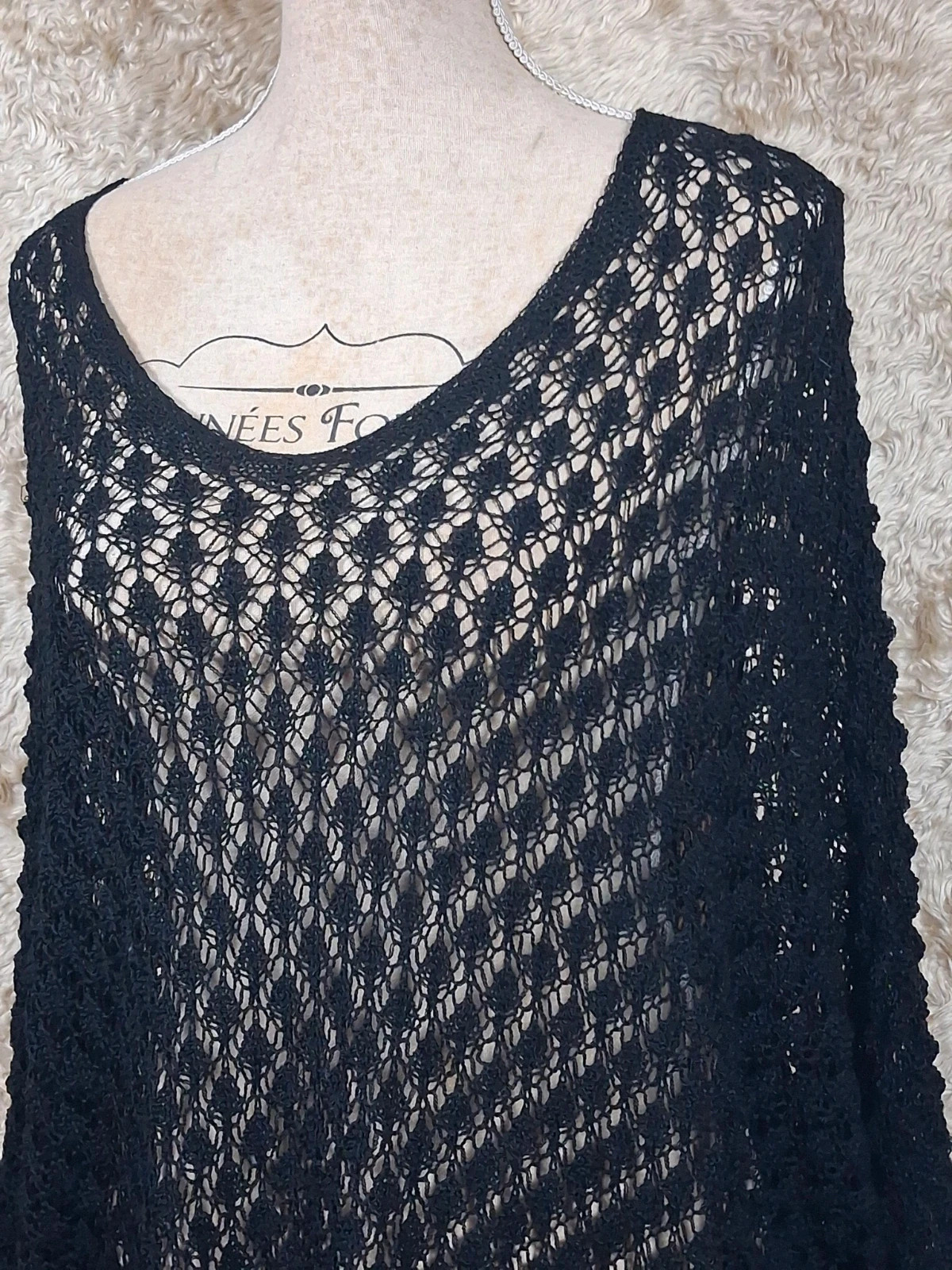 Pull tunique noir ajouré oversize très loose jusqu’au 56 – taille 7XL / 54 / 26 3