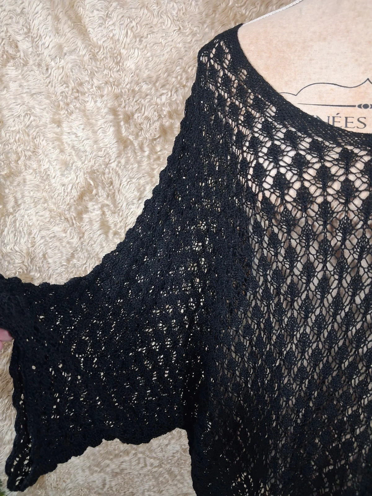 Pull tunique noir ajouré oversize très loose jusqu’au 56 – taille 7XL / 54 / 26 5