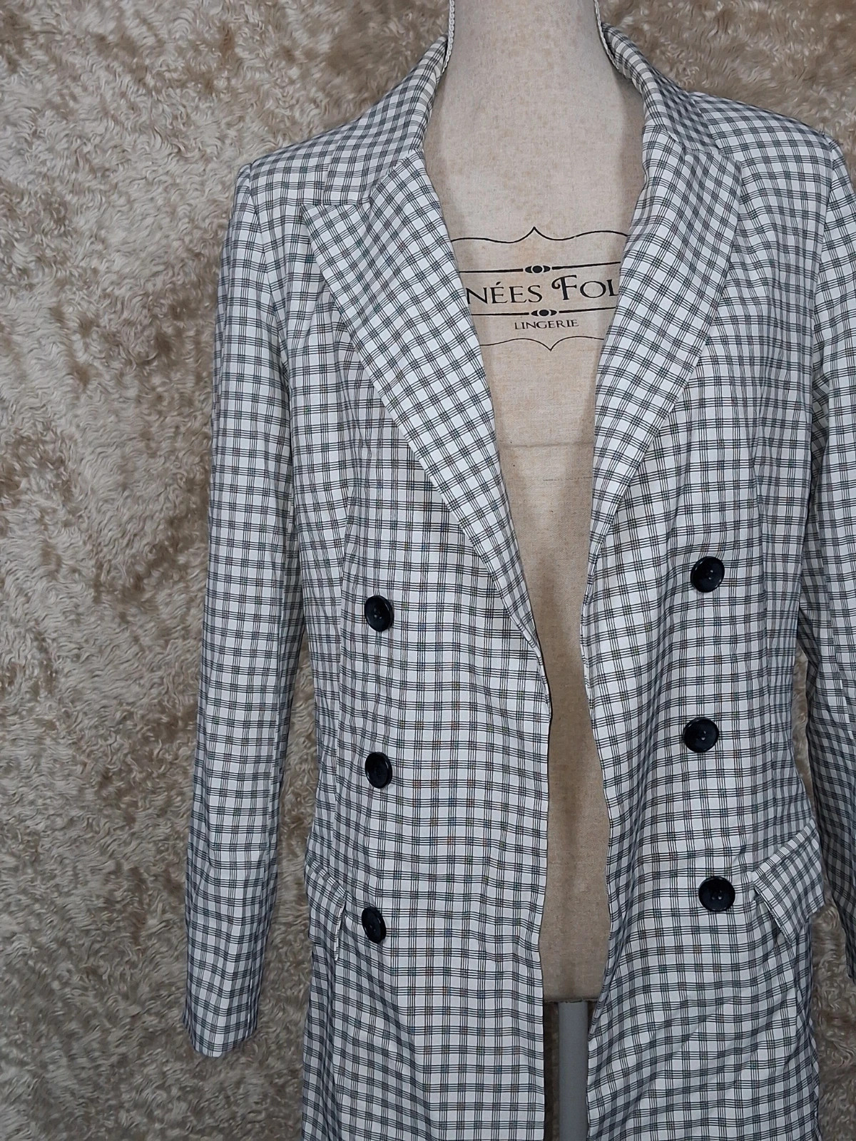 Blazer long Missguided à carreaux noir et blanc taille 40 L – Missguided – taille M / 38 / 10 4