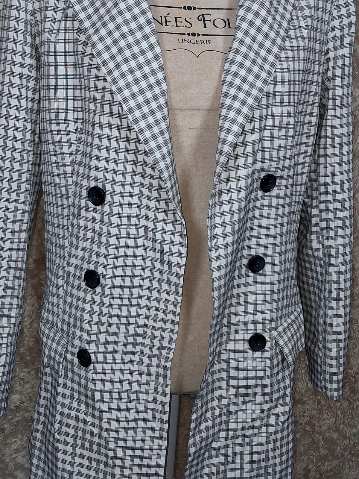 Blazer long Missguided à carreaux noir et blanc taille 40 L – Missguided – taille M / 38 / 10 2