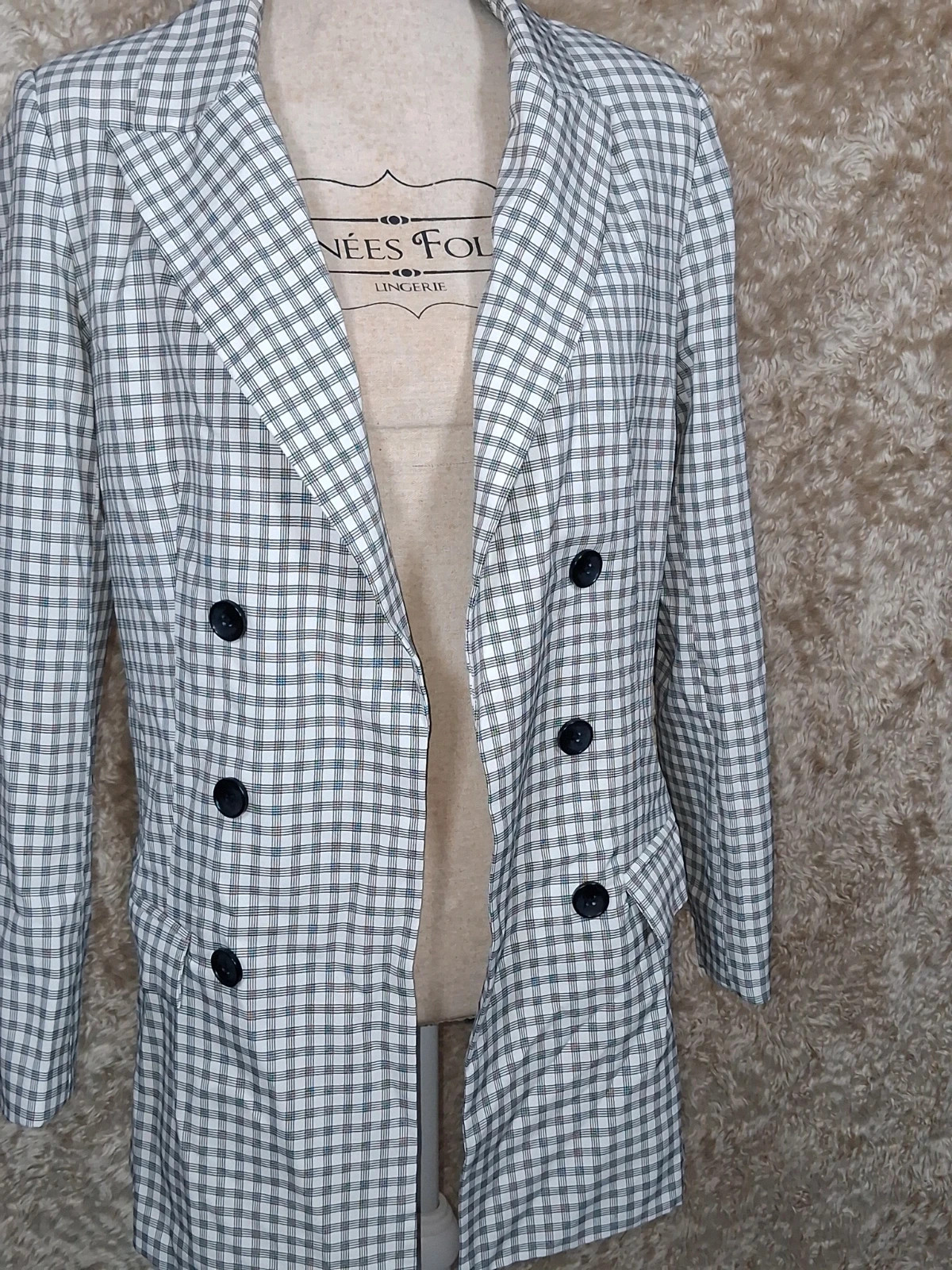 Blazer long Missguided à carreaux noir et blanc taille 40 L – Missguided – taille M / 38 / 10 5