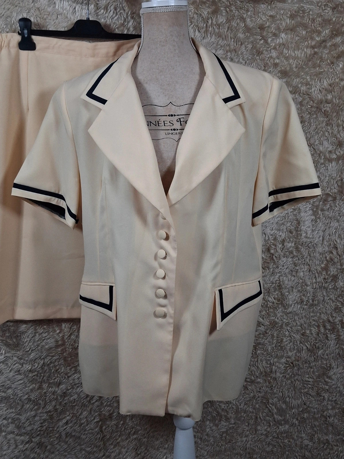 Tailleur vintage jaune veste et jupe années 80/90 taille 54 – Vintage – taille 6XL / 52 / 24 2