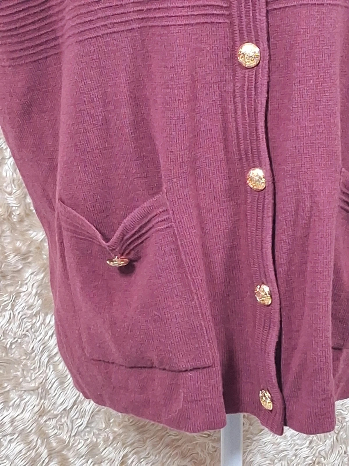 Gilet long sans manches bordeaux boutons dorés taille 52 – Vintage Chic – taille 5XL / 50 / 22 3