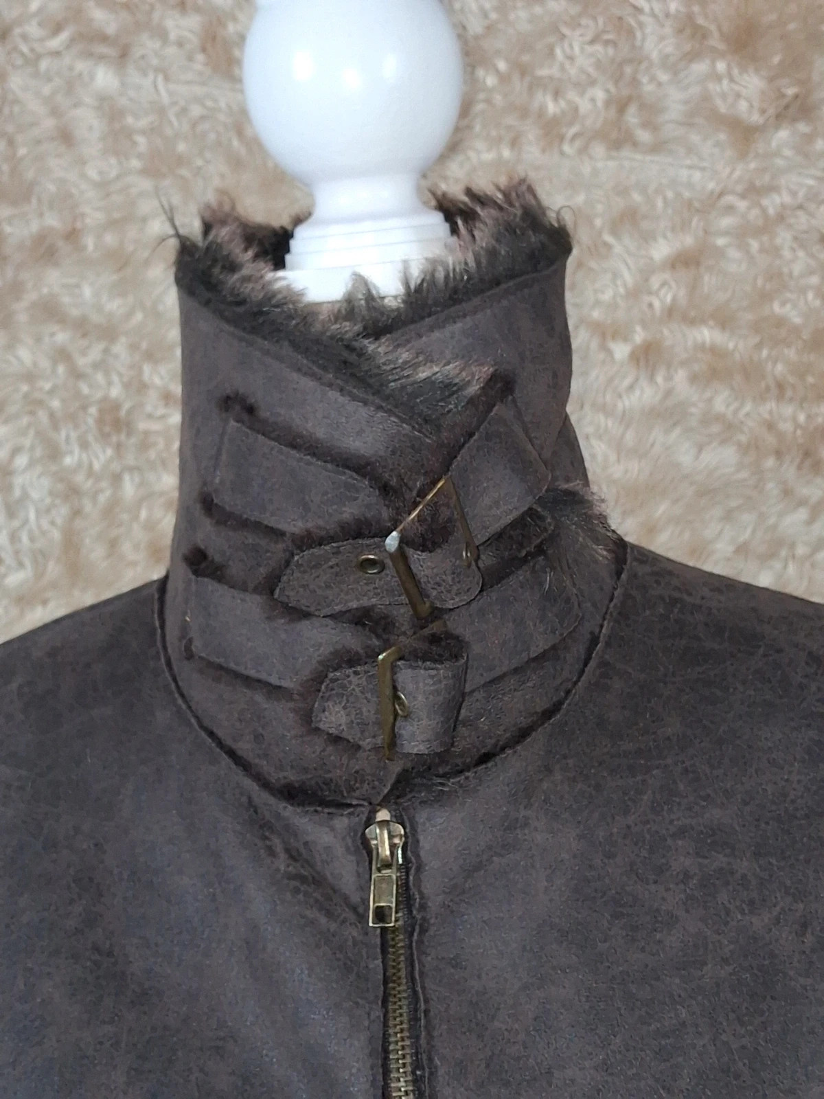 Veste effet peau lainée grise col fausse fourrure taille M – fictif woman – taille M / 38 / 10 3