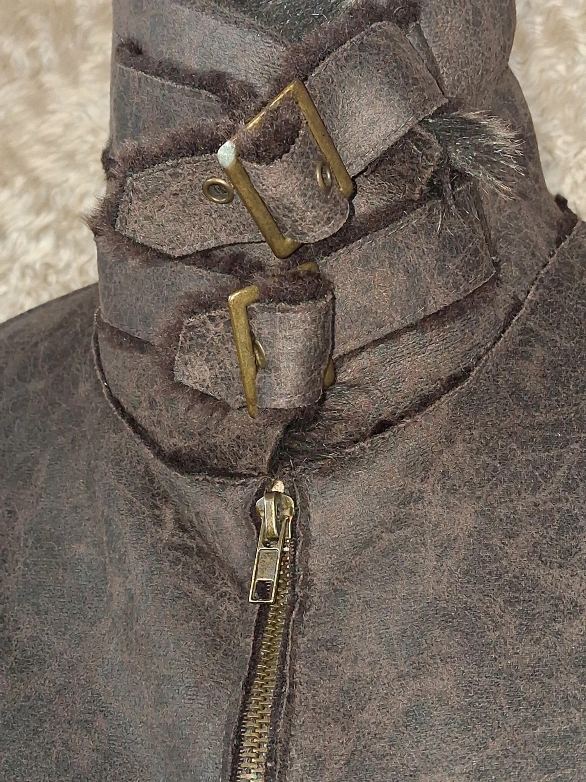 Veste effet peau lainée grise col fausse fourrure taille M – fictif woman – taille M / 38 / 10 4