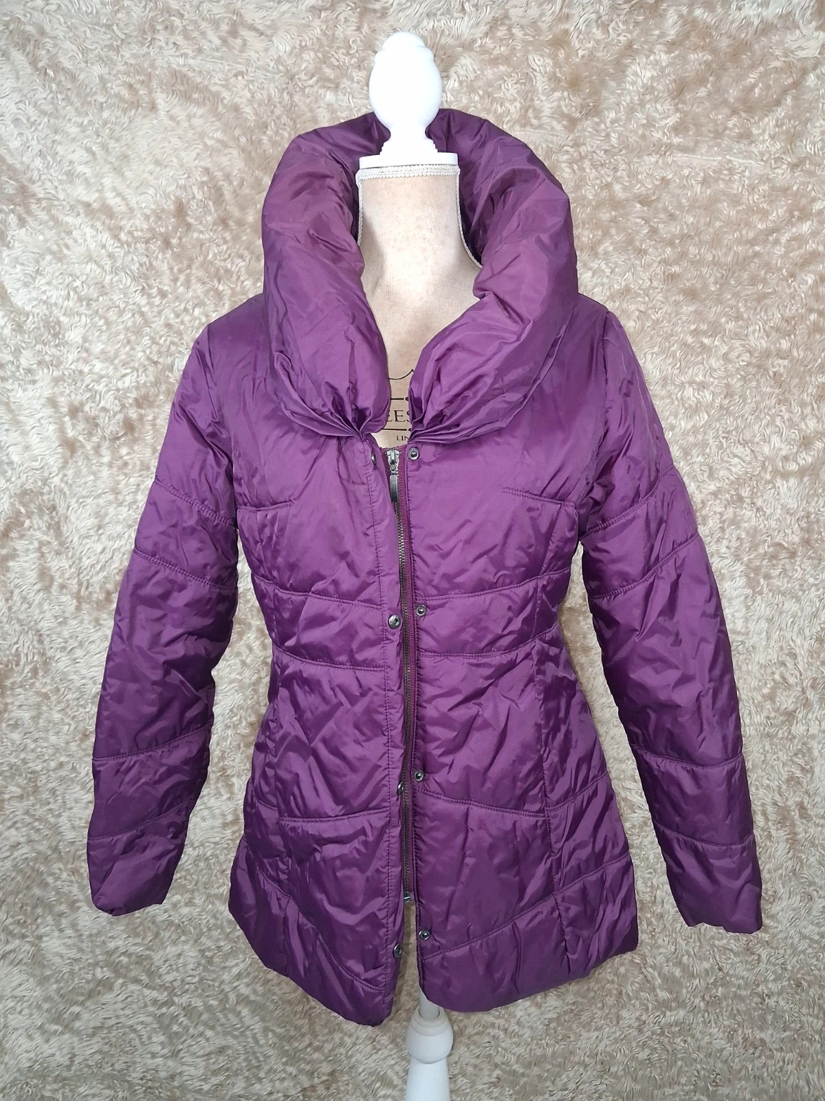 Doudoune longue Jacqueline Riu violette prune taille 1 – Jacqueline Riu – taille S / 36 / 8