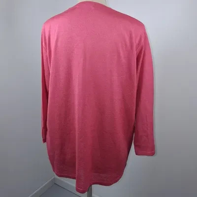 Fileuse d'Arvor Pull Femme T5 XL XXL Rose Framboise Fuchsia Maille Fine Col V Grande Taille – Fileuse d'Arvor – taille XL / 42 / 14 2