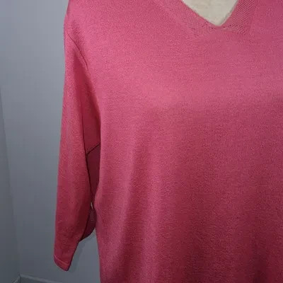 Fileuse d'Arvor Pull Femme T5 XL XXL Rose Framboise Fuchsia Maille Fine Col V Grande Taille – Fileuse d'Arvor – taille XL / 42 / 14 4