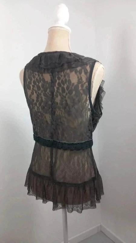 Street One Gilet Femme T38 M Noir Dentelle Florale Sans Manches Volants Bohème Chic – Street One – taille S / 36 / 8 2
