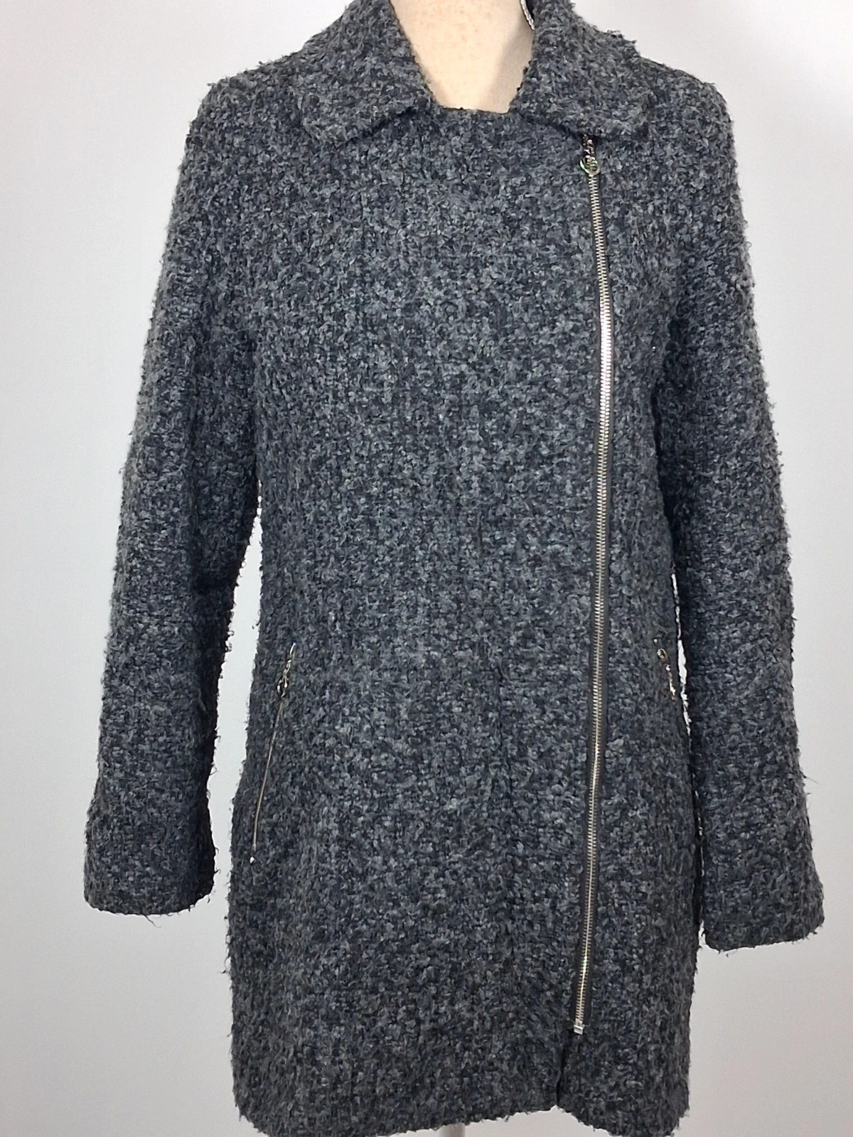 Manteau femme Armand Thiery gris chiné - Laine et bouclette - Taille 36/38 (T1) – Armand Thiery – taille S / 36 / 8 2