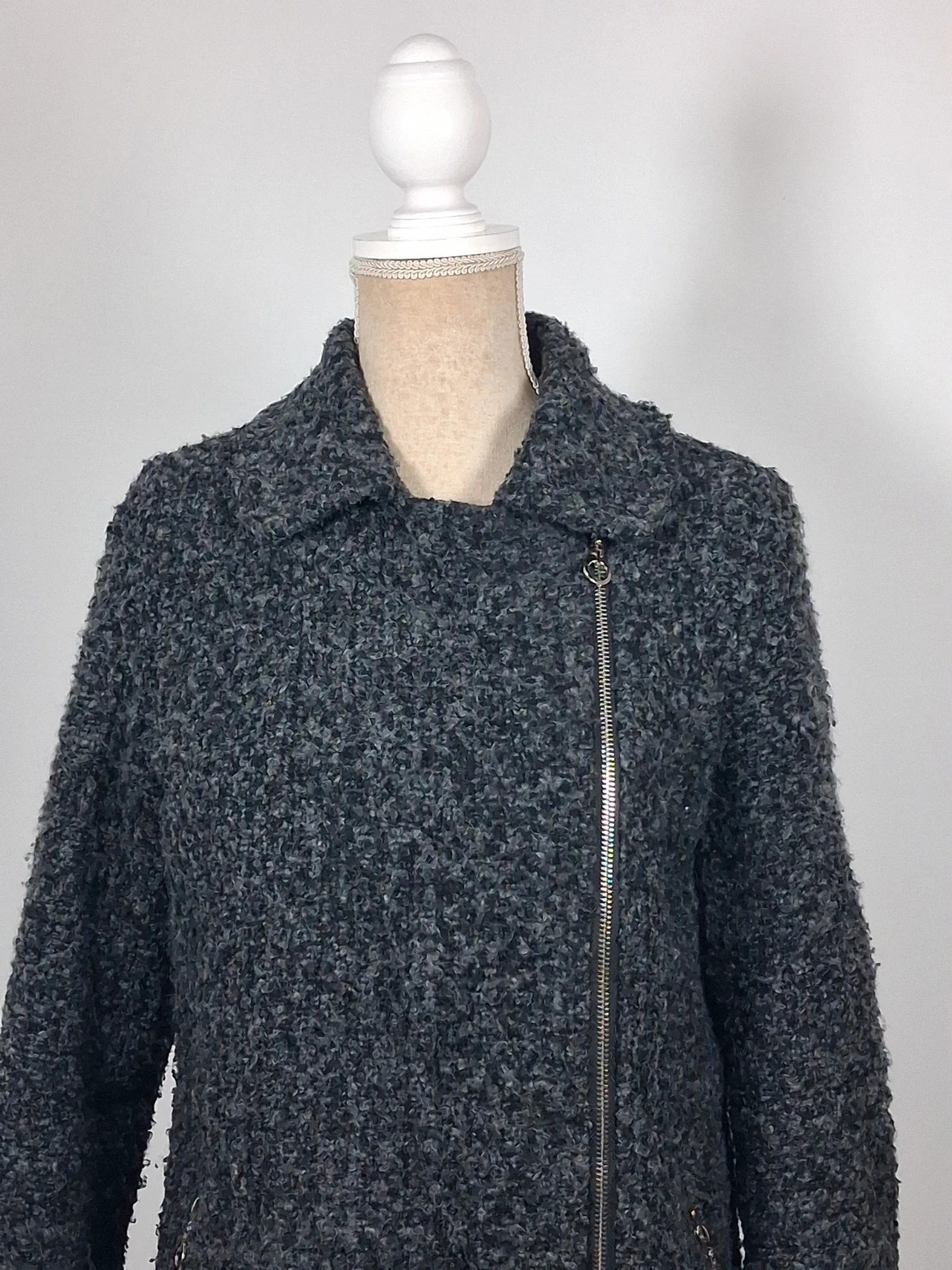 Manteau femme Armand Thiery gris chiné - Laine et bouclette - Taille 36/38 (T1) – Armand Thiery – taille S / 36 / 8 3