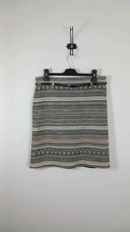 Armand Thierry Jupe T38 Droite Crayon Jacquard Beige Gris Doublée Ceinture Chic – Armand Thiery – taille S / 36 / 8 3