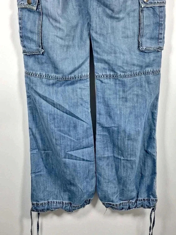 Pantalon Cargo Parachute MIM T34 Denim Bleu Clair Y2K – Mim – taille XXS / 32 / 4 3