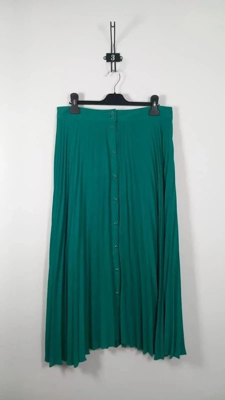 Jupe Cache Cache T40 Plissée Vert Émeraude Boutonnée Rétro Chic