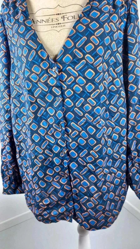 Chemisier Daxon T52/54 Fluide Imprimé Graphique Bleu Marine – Daxon – taille 6XL / 52 / 24 4