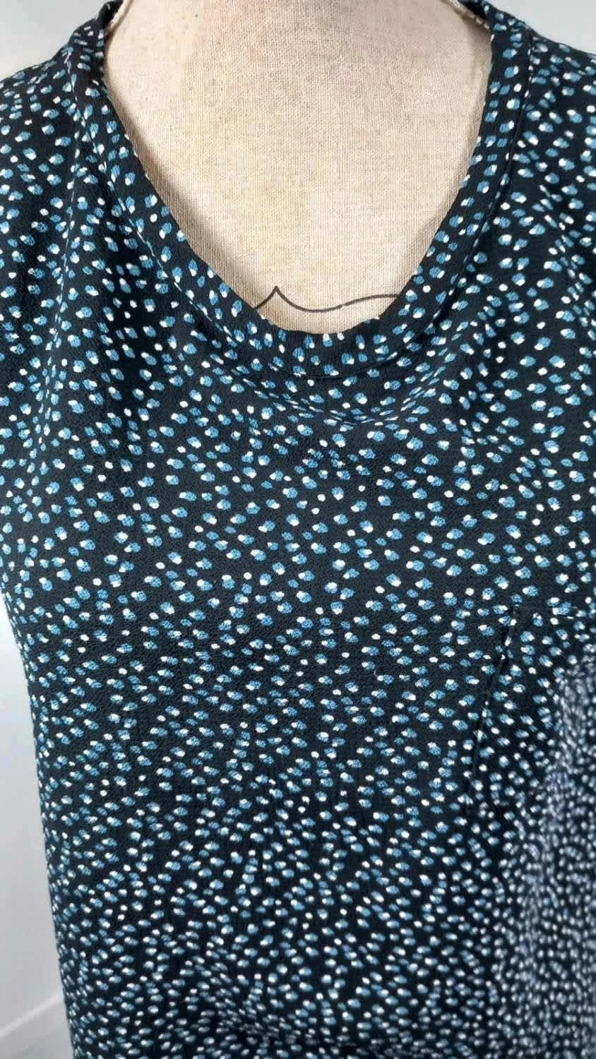 Top MANGO Fluide Imprimé Pois Bleu Marine & Blanc - Taille XS - Col Bénitier - Très bon état – Mango – taille XS / 34 / 6 3