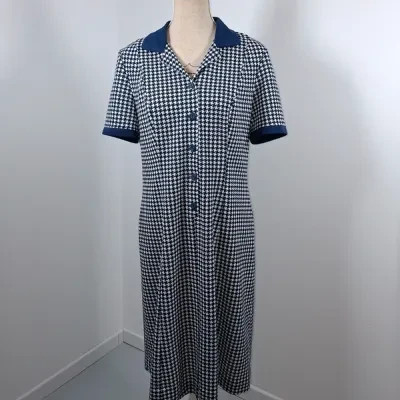 Robe Phildar T48 Chemise Midi Vintage Rétro Bleu Marine & Blanc – Phildar – taille XXXL / 46 / 18 4