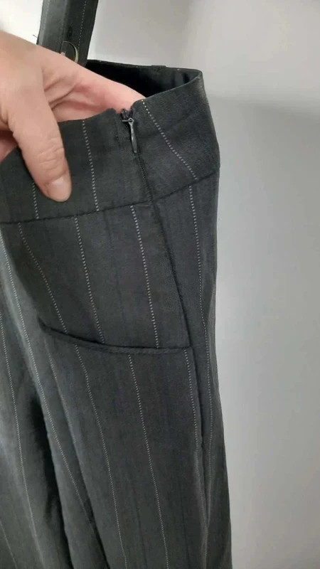 Pantalon Large T38 Bretelles Rayé Gris Anthracite Rétro Chic – ici et maintenant – taille S / 36 / 8 3