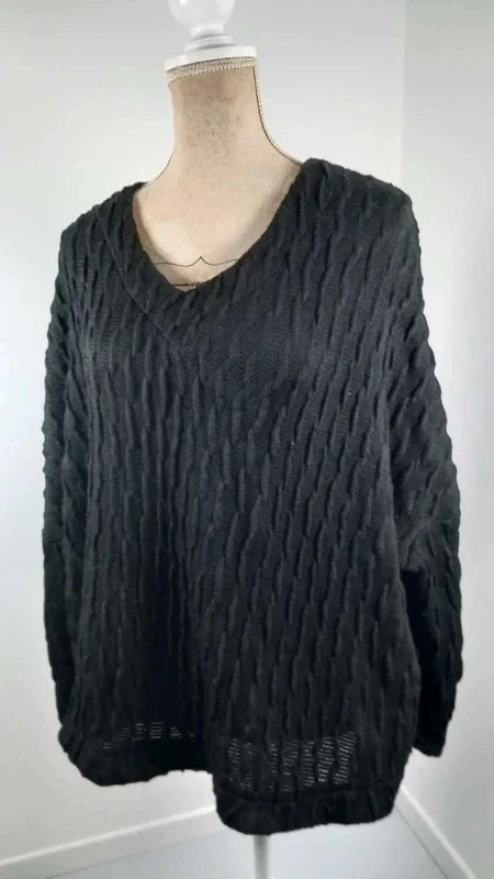 Jean Marc Philippe Pull Femme T52/54 Maille Relief Oversize Chauve-Souris Noir – Jean-Marc Philippe – taille 6XL / 52 / 24