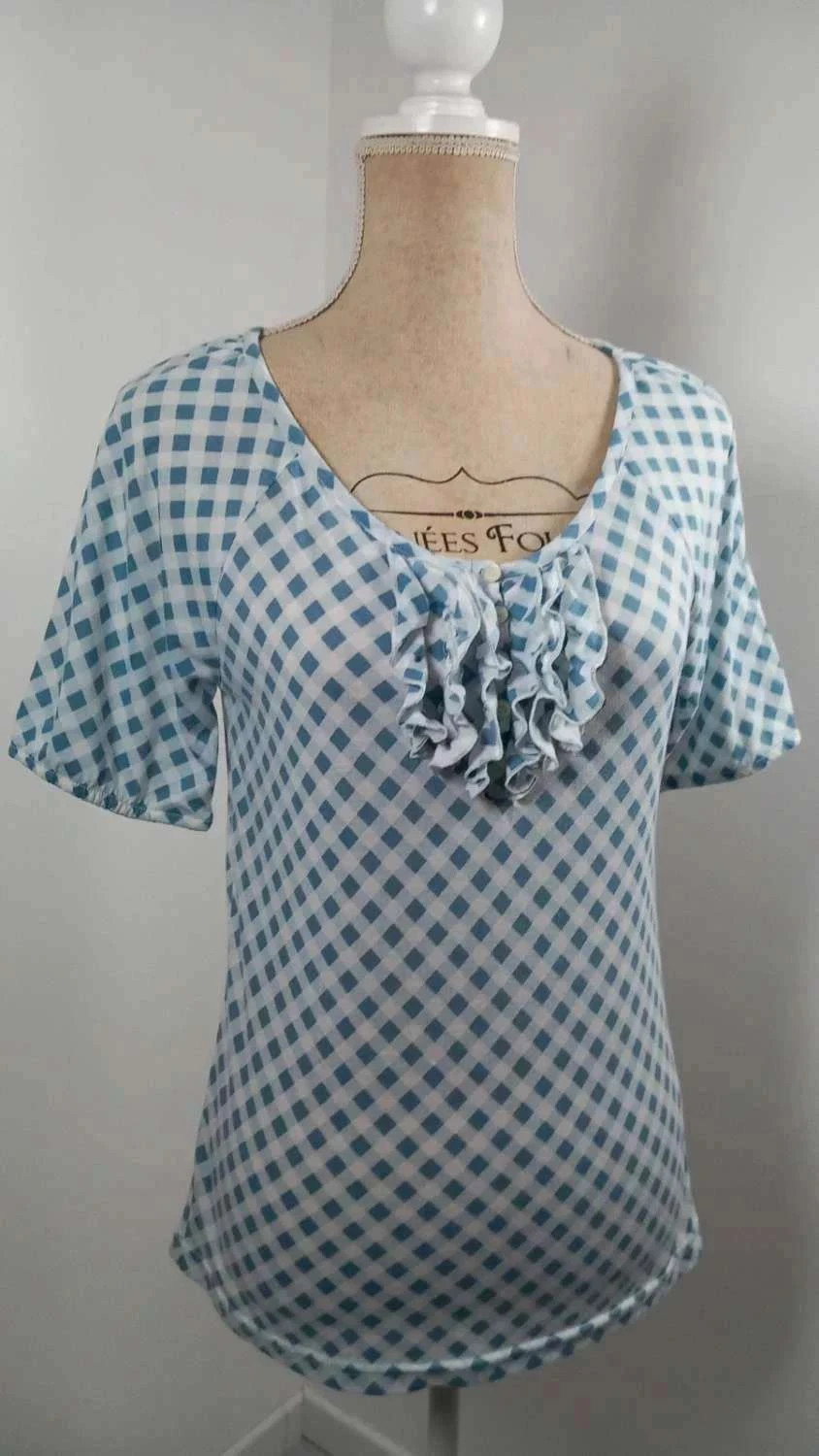 top caroll vichy bleu et blanc à volants - taille 40 - très bon état – Caroll – taille L / 40 / 12 2
