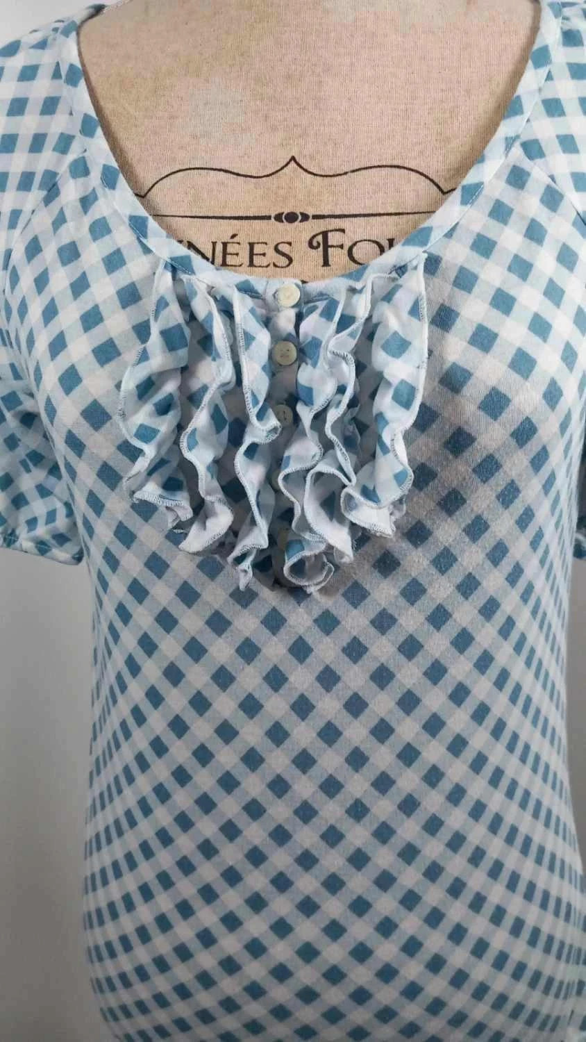 top caroll vichy bleu et blanc à volants - taille 40 - très bon état – Caroll – taille L / 40 / 12 3