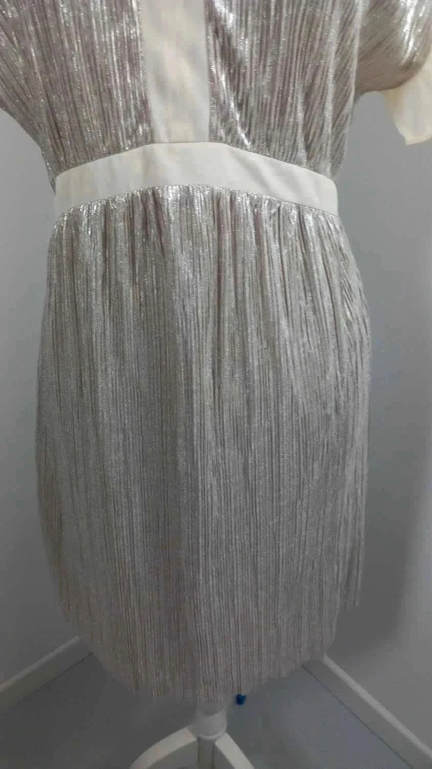 Robe de Cocktail Naf Naf - Argentée & Plissée - Neuve (T36) – Naf Naf – taille S / 36 / 8 3