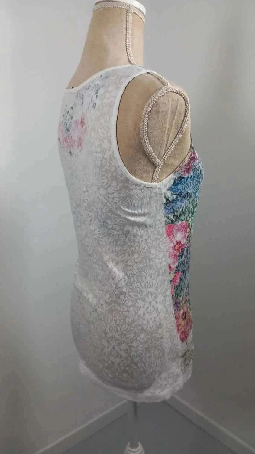 Débardeur Fleuri Romantique - Taille 38/40 (M/L) - Imprimé Floral & Dentelle - Très Bon État – taille M / 38 / 10 4